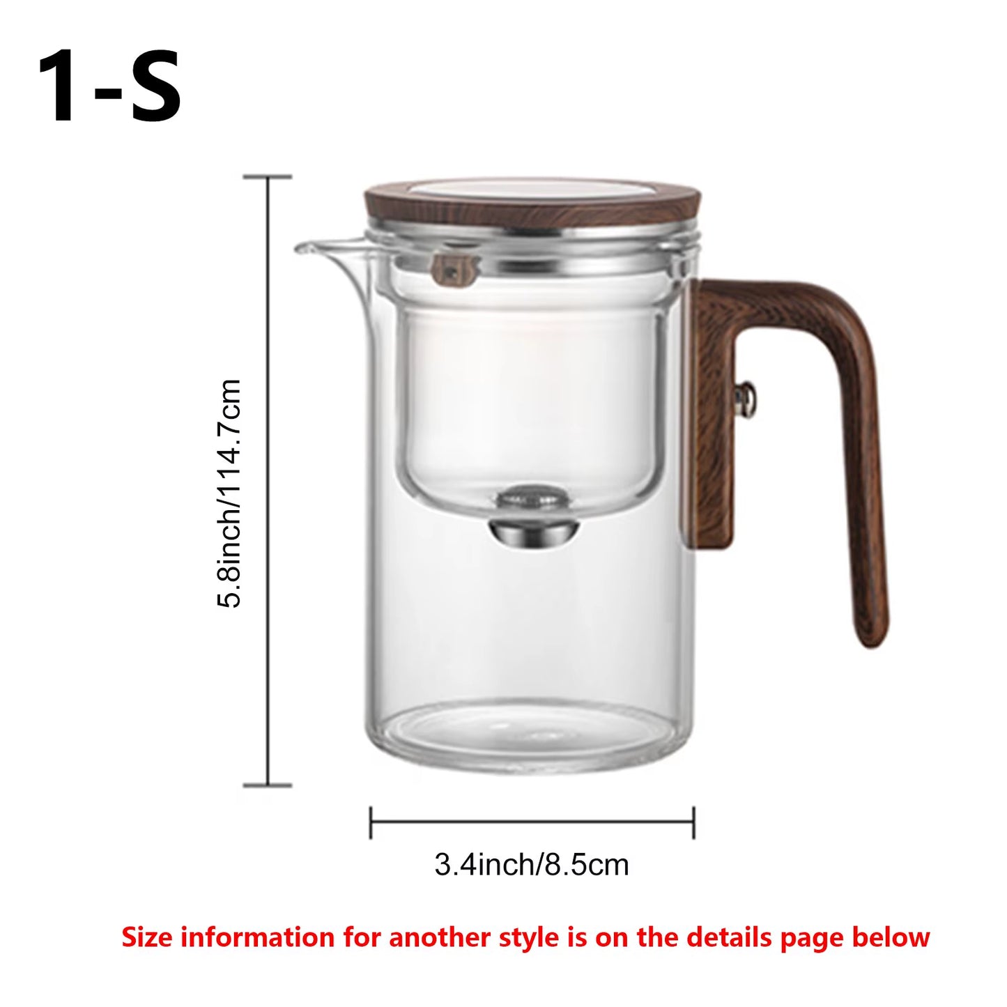 1 Set Glass Teapot Water Separation Wooden Handle Glass Tea Kettle with Infuser Drip-Free Spout Tea Pot for Tea Brewing
