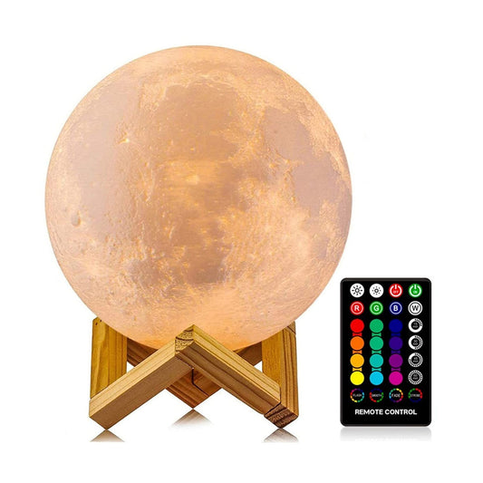 Moon Lamp, LOGROTATE 16 Colors LED Night Light 3D Printing Moon Light with St...