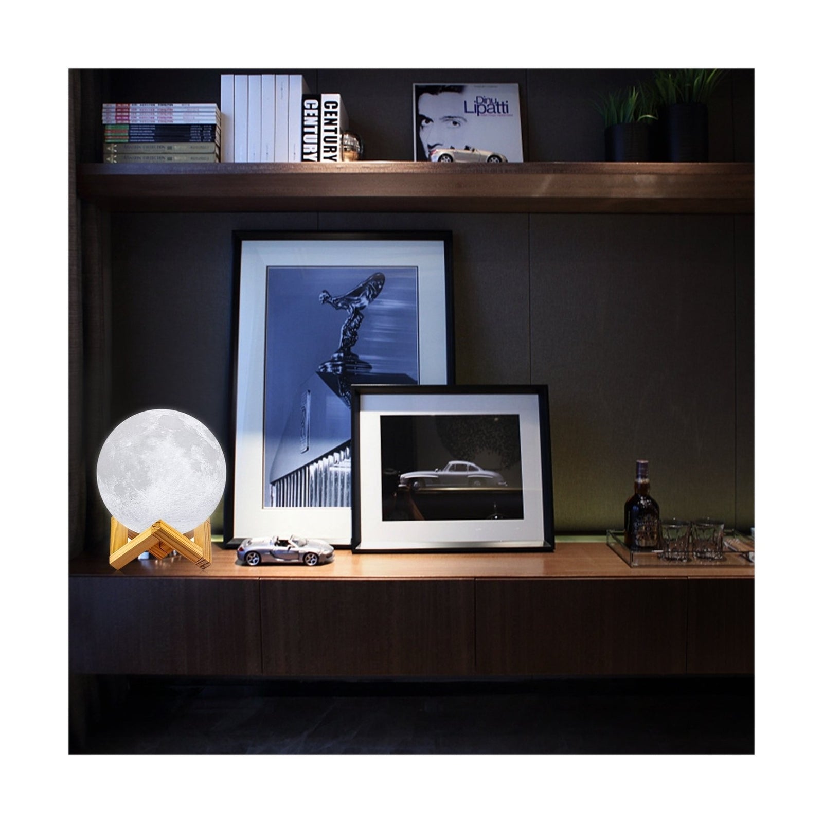 Moon Lamp, LOGROTATE 16 Colors LED Night Light 3D Printing Moon Light with St...