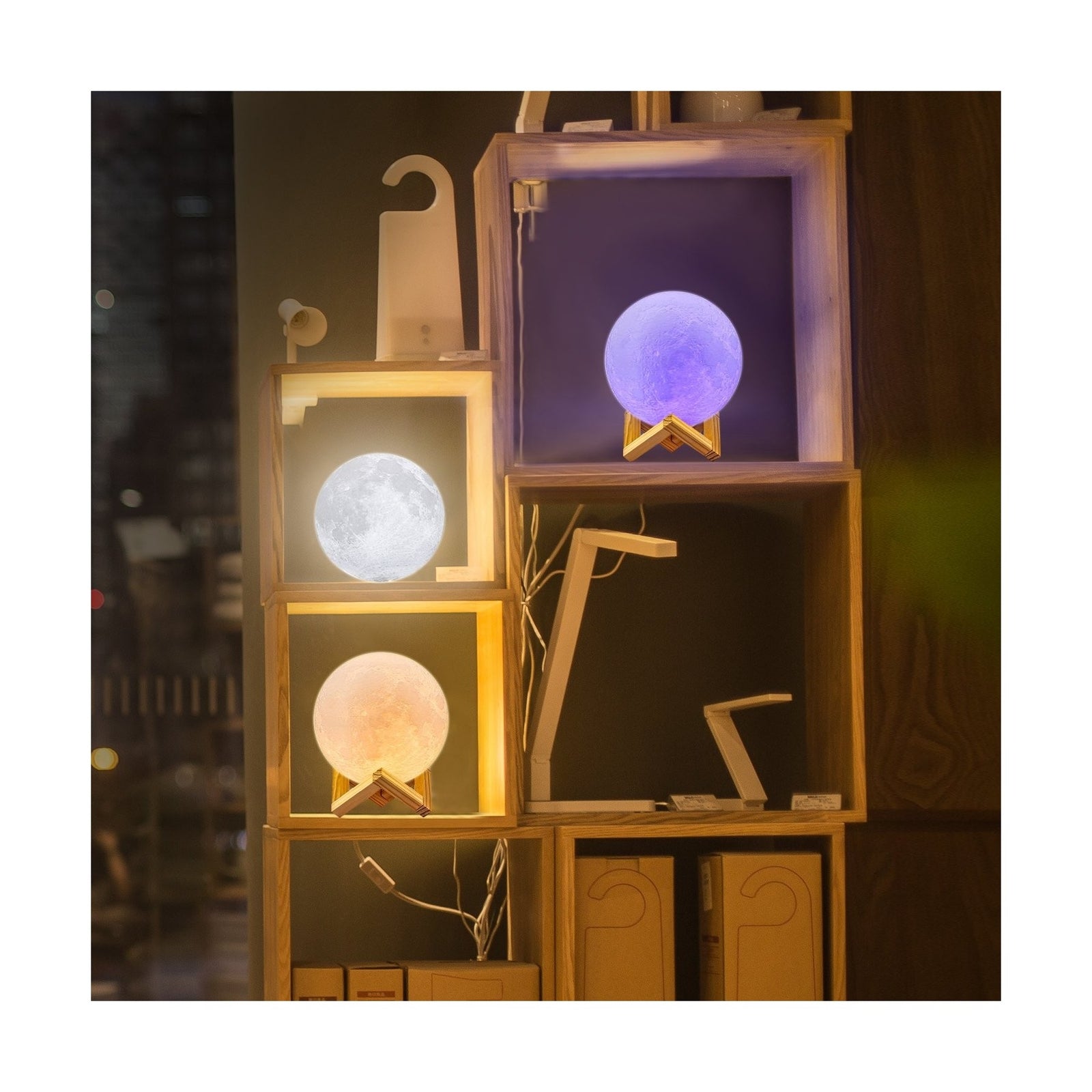 Moon Lamp, LOGROTATE 16 Colors LED Night Light 3D Printing Moon Light with St...