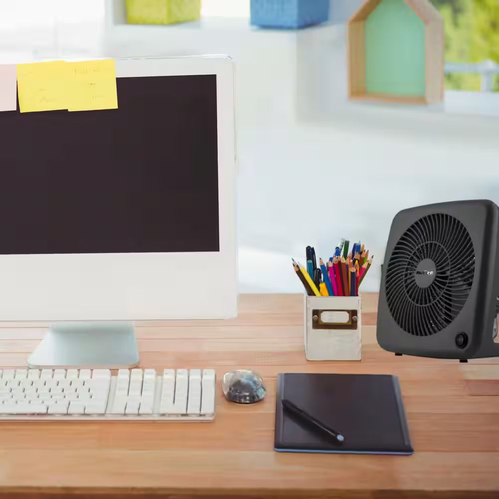 7 In. Personal Box Fan in Black