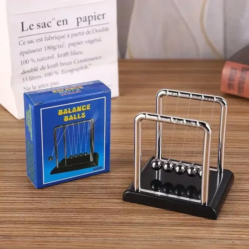 1Pc New Metal Pendulum Ball Desk Table Decor Physics Science Pendulum Newton Ball Steel Balance Ball Newton'S Cradle