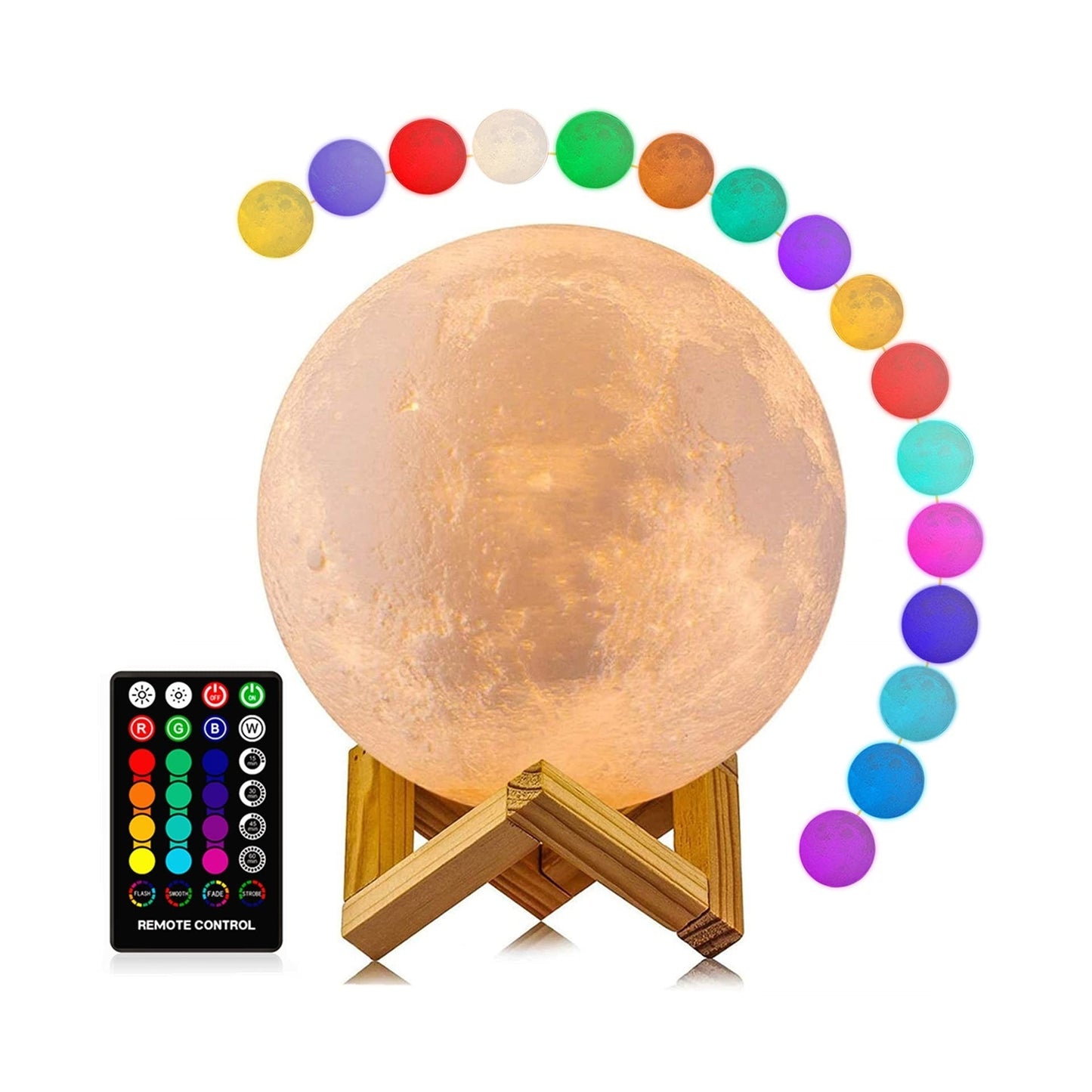 Moon Lamp, LOGROTATE 16 Colors LED Night Light 3D Printing Moon Light with St...